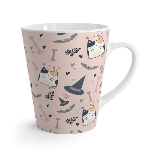 Halloween Cats and Bats Latte Mug - Puffin Lime