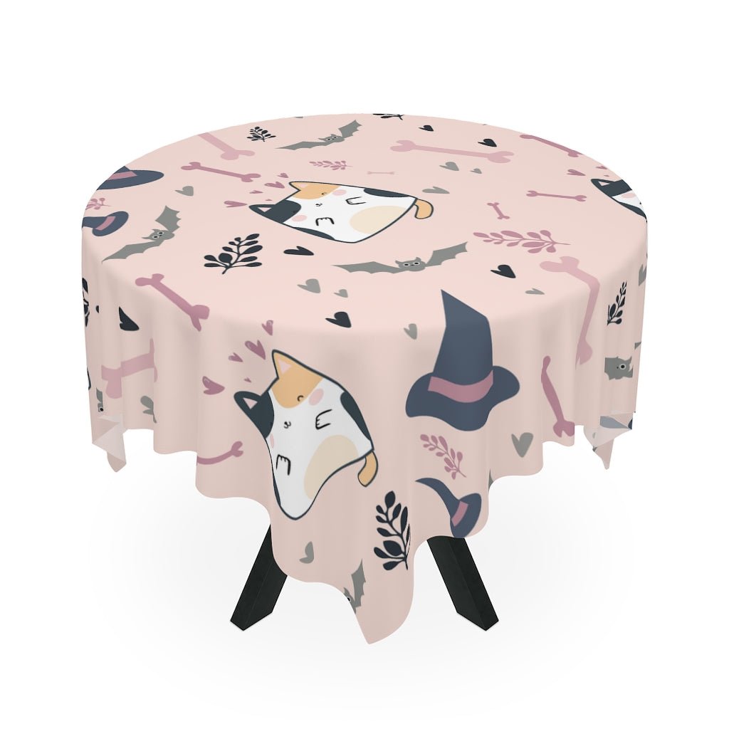 Halloween Cats and Bats Tablecloth - Puffin Lime