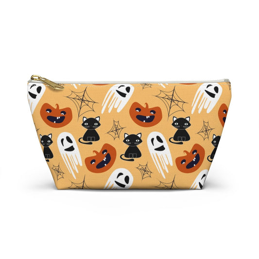 Halloween Cats and Ghosts Accessory Pouch w T-bottom - Puffin Lime