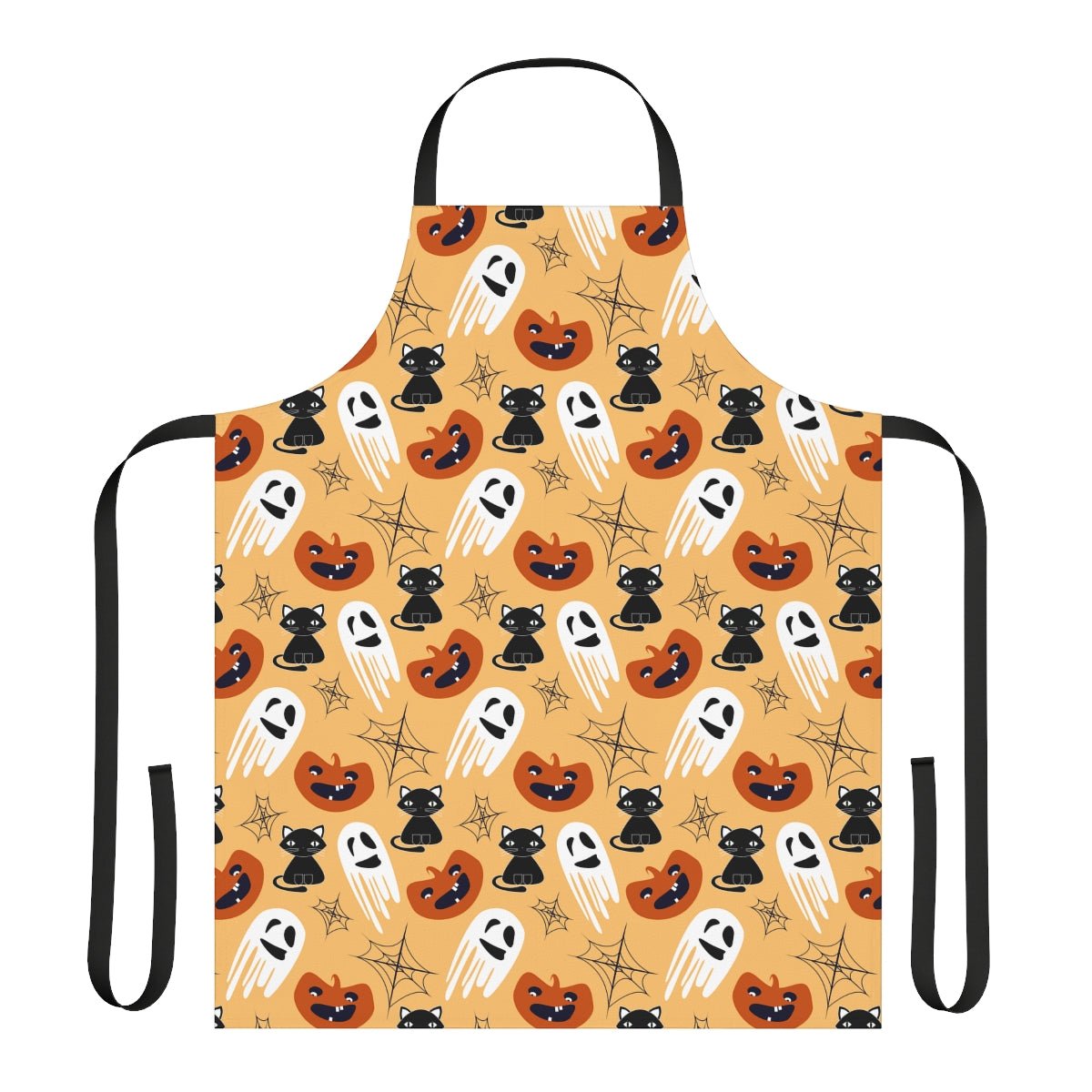 Halloween Cats and Ghosts Apron - Puffin Lime