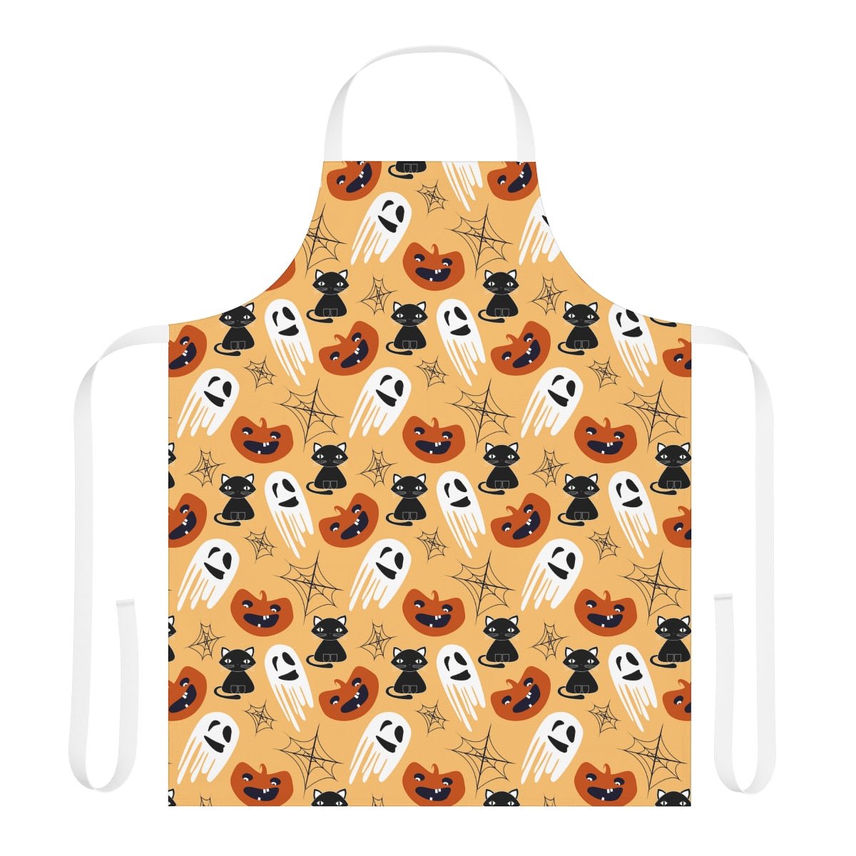 Halloween Cats and Ghosts Apron - Puffin Lime