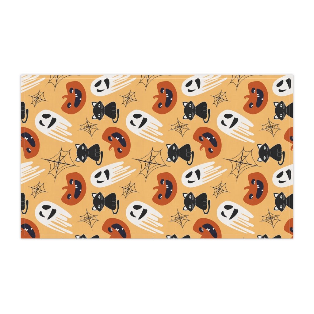 Halloween Cats and Ghosts Dish Towel - Puffin Lime