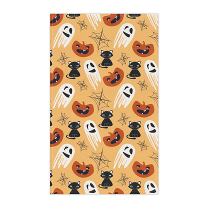 Halloween Cats and Ghosts Dish Towel - Puffin Lime