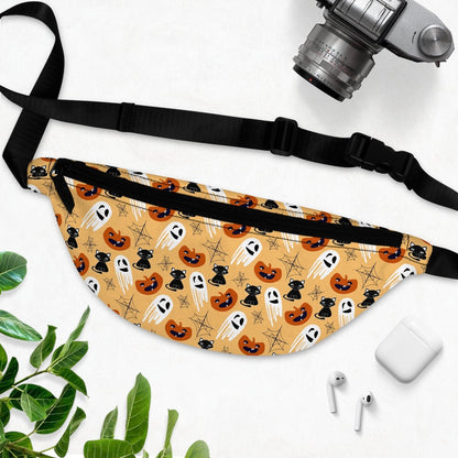 Halloween Cats and Ghosts Fanny Pack - Puffin Lime