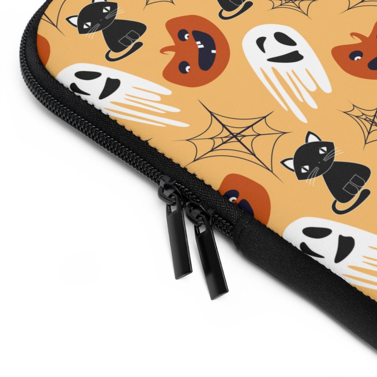 Halloween Cats and Ghosts Laptop Sleeve - Puffin Lime