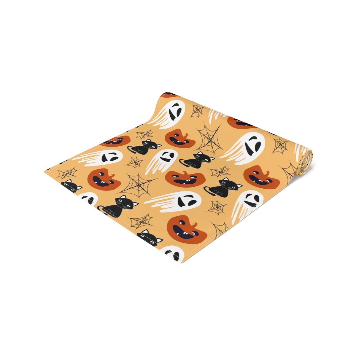 Halloween Cats and Ghosts Table Runner - Puffin Lime