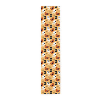 Halloween Cats and Ghosts Table Runner - Puffin Lime