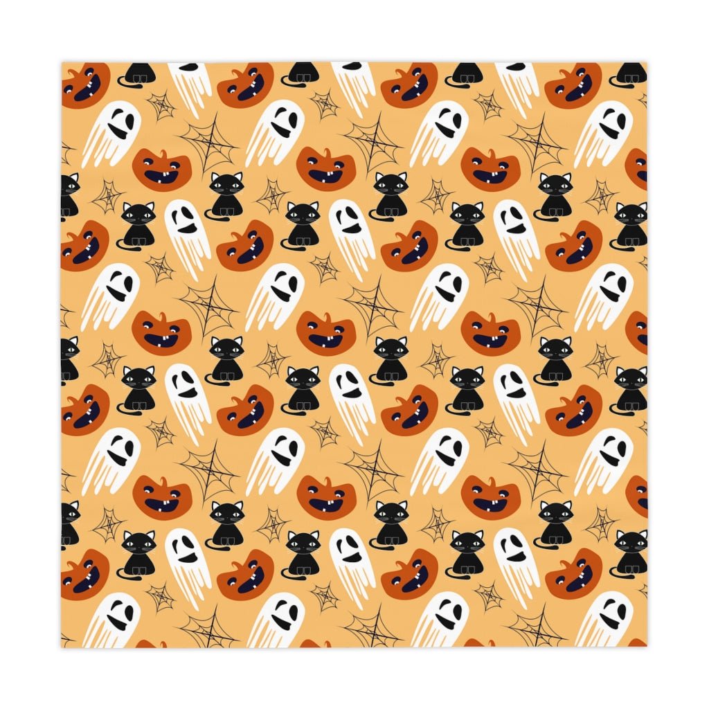 Halloween Cats and Ghosts Tablecloth - Puffin Lime