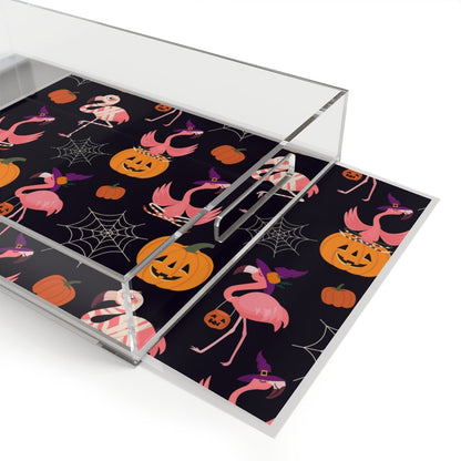 Halloween Flamingos Acrylic Serving Tray - Puffin Lime