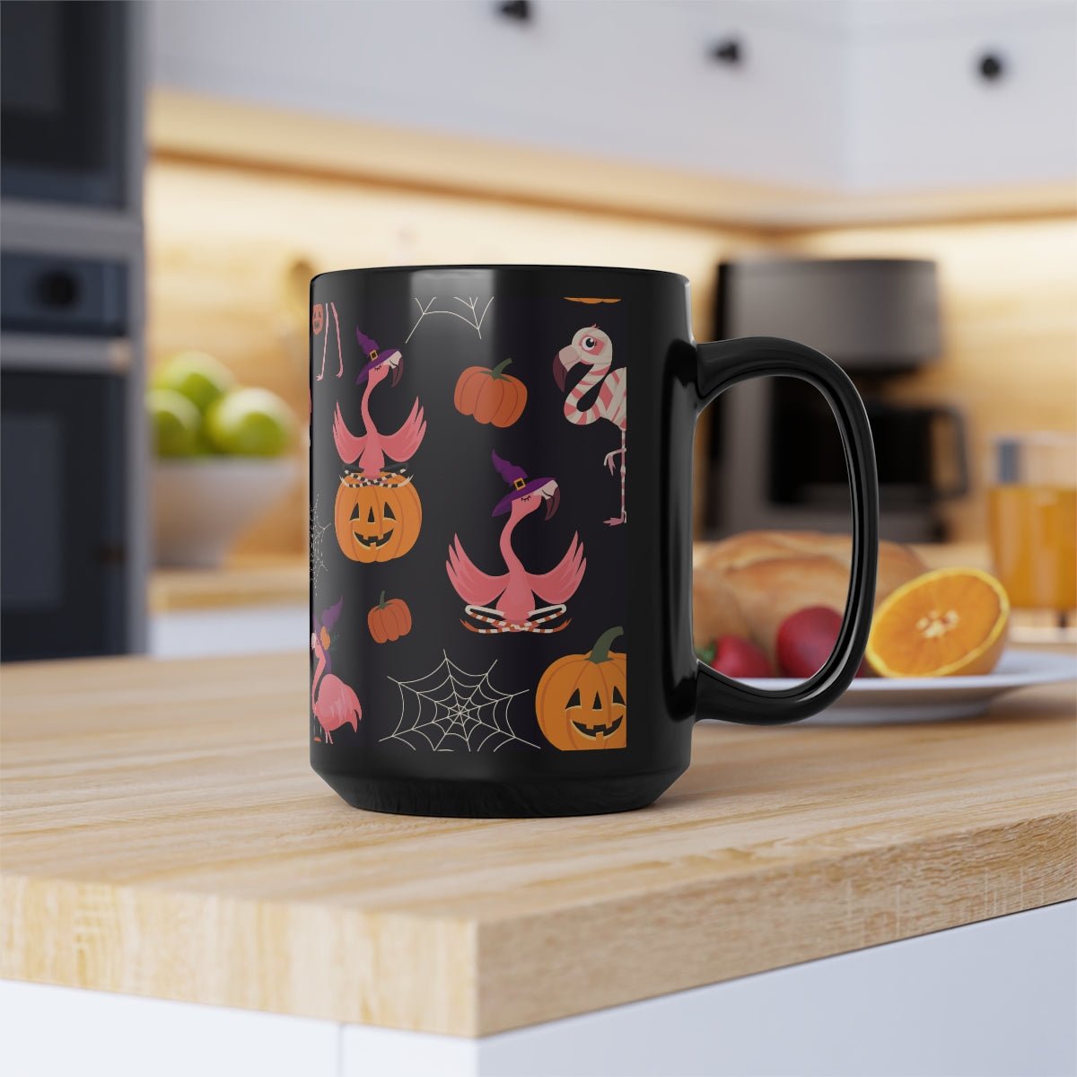 Halloween Flamingos Coffee Mug, 15oz - Puffin Lime