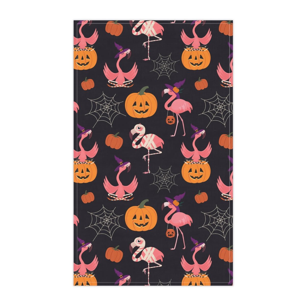 Halloween Flamingos Kitchen Towel - Puffin Lime
