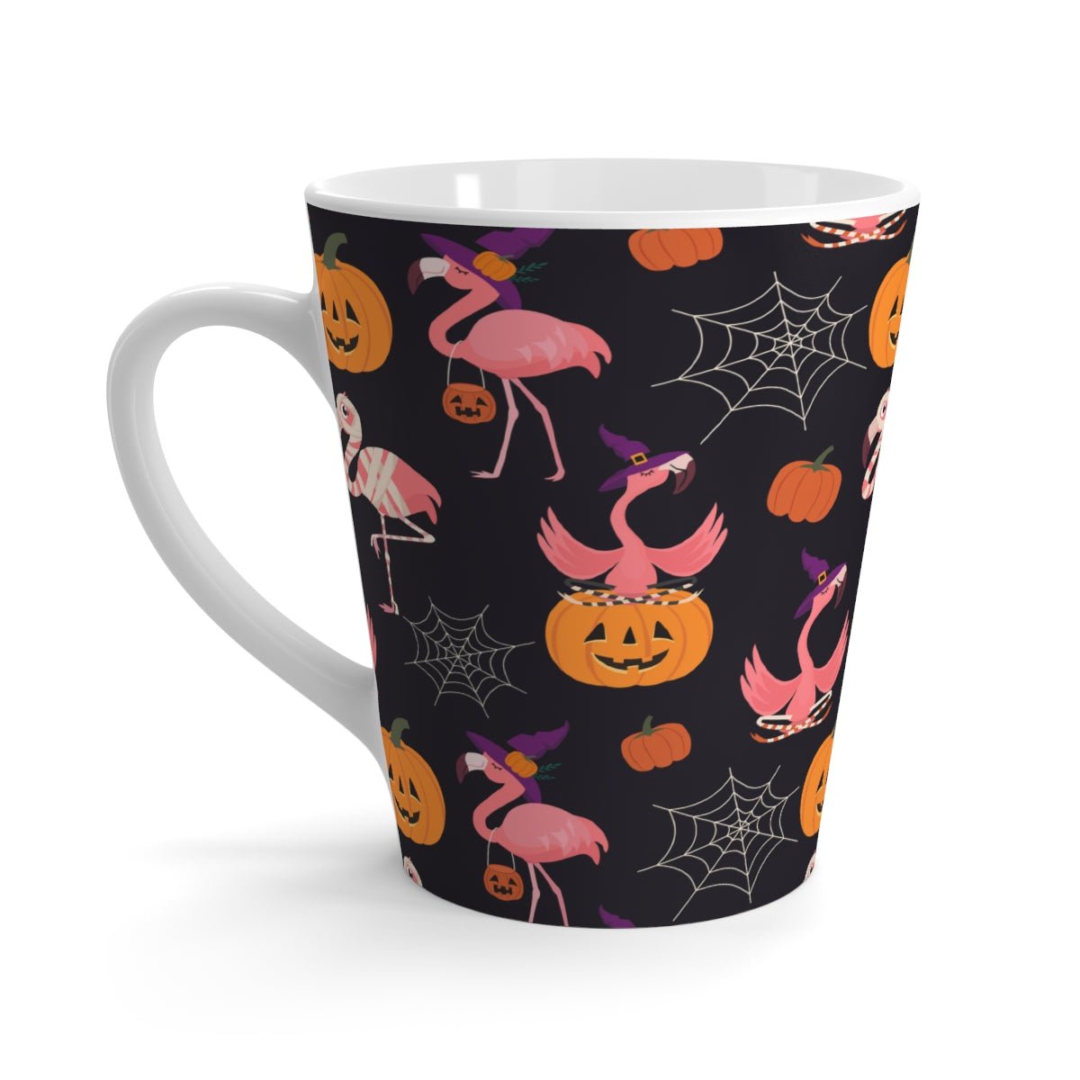 Halloween Flamingos Latte Mug - Puffin Lime