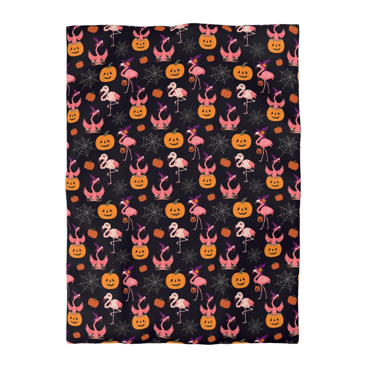 Halloween Flamingos Microfiber Duvet Cover - Puffin Lime