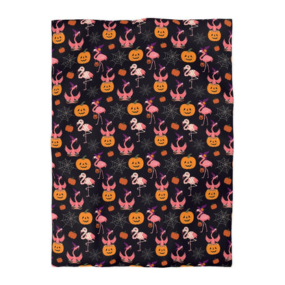 Halloween Flamingos Microfiber Duvet Cover - Puffin Lime