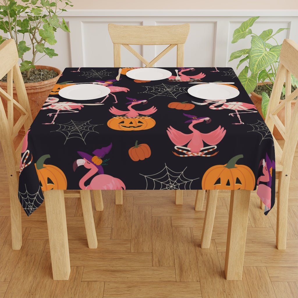 Halloween Flamingos Tablecloth - Puffin Lime
