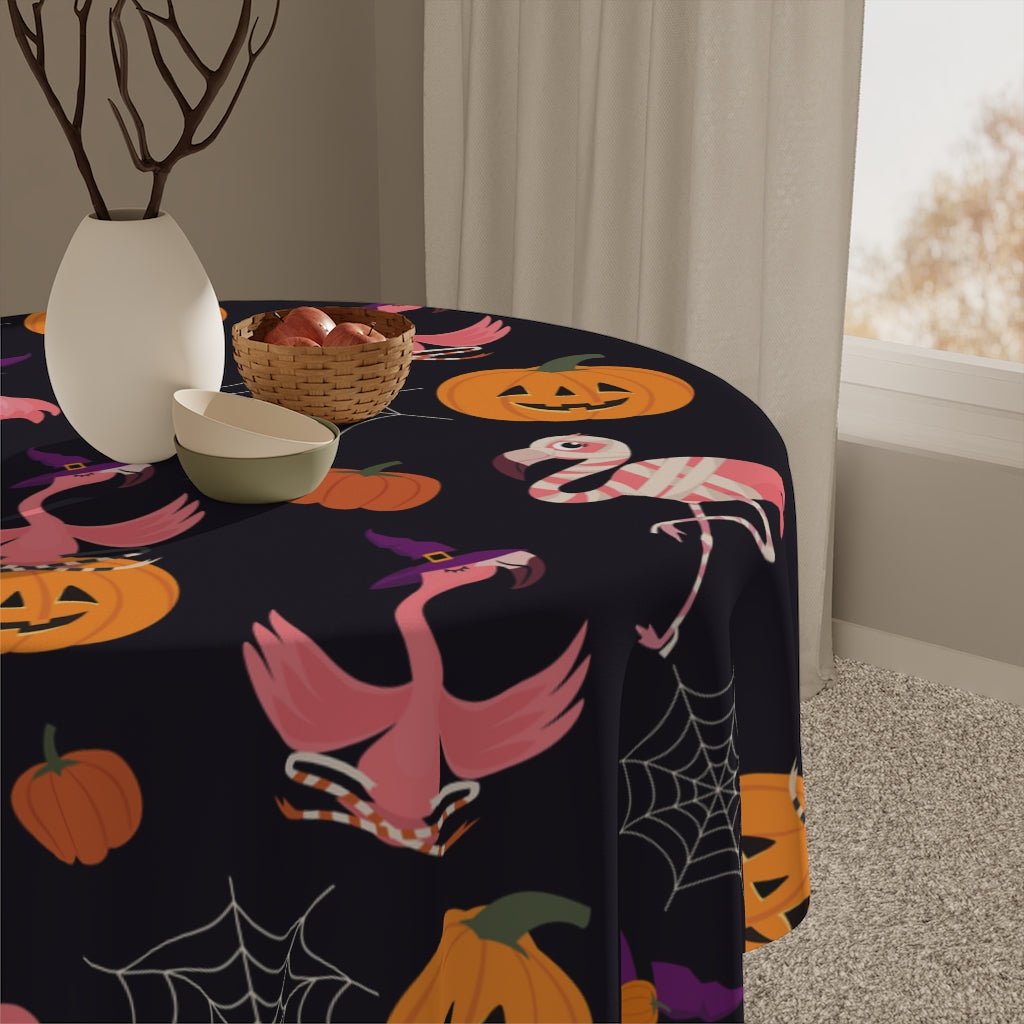 Halloween Flamingos Tablecloth - Puffin Lime