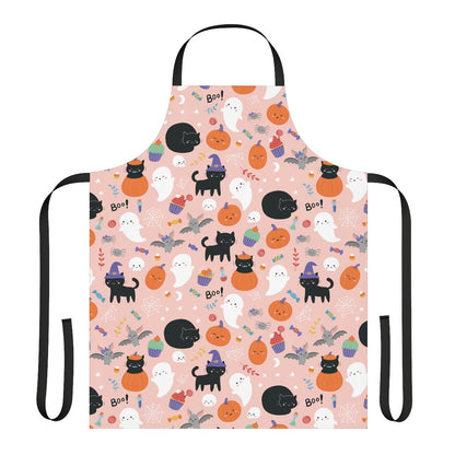 Halloween Ghosts and Black Cats Apron - Puffin Lime