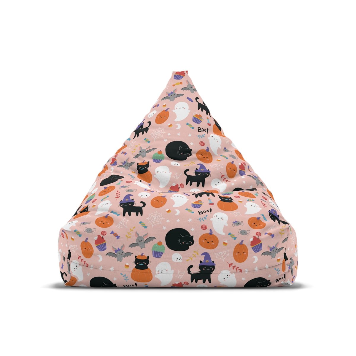 Halloween Ghosts and Black Cats Bean Bag Chair Cover - Puffin Lime