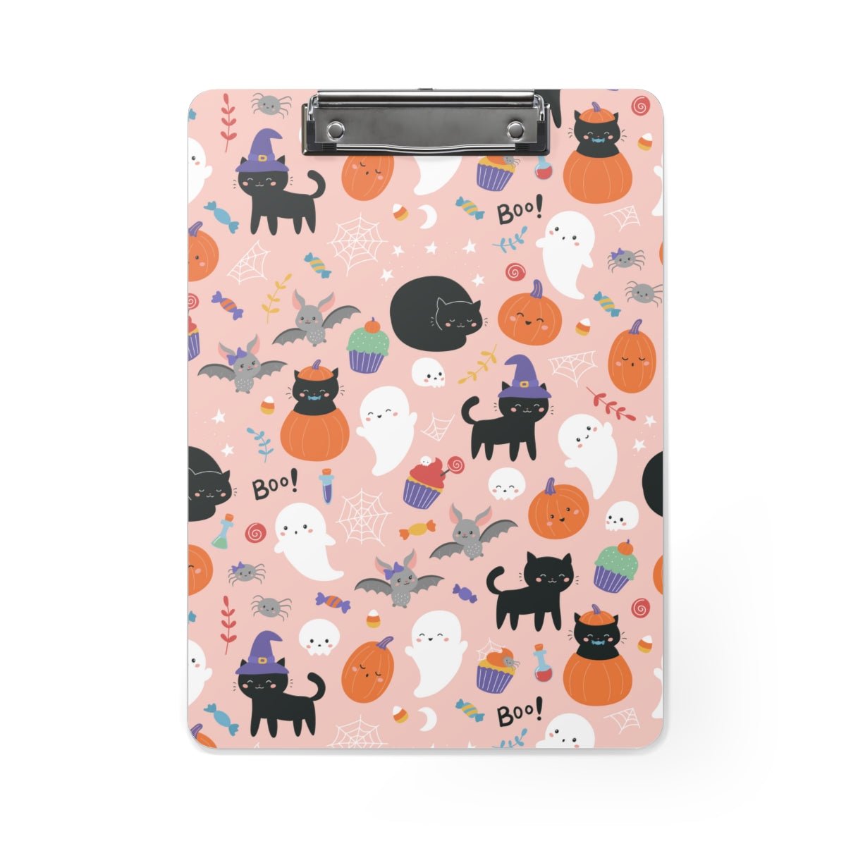Halloween Ghosts and Black Cats Clipboard - Puffin Lime