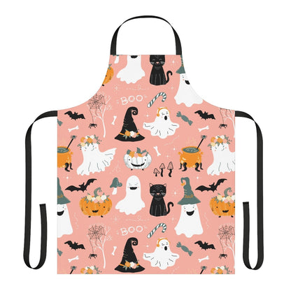 Halloween Ghosts and Pumpkins Apron - Puffin Lime