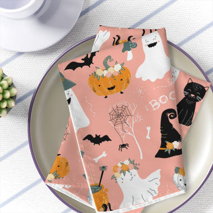 Halloween Ghosts and Pumpkins Napkins - Puffin Lime