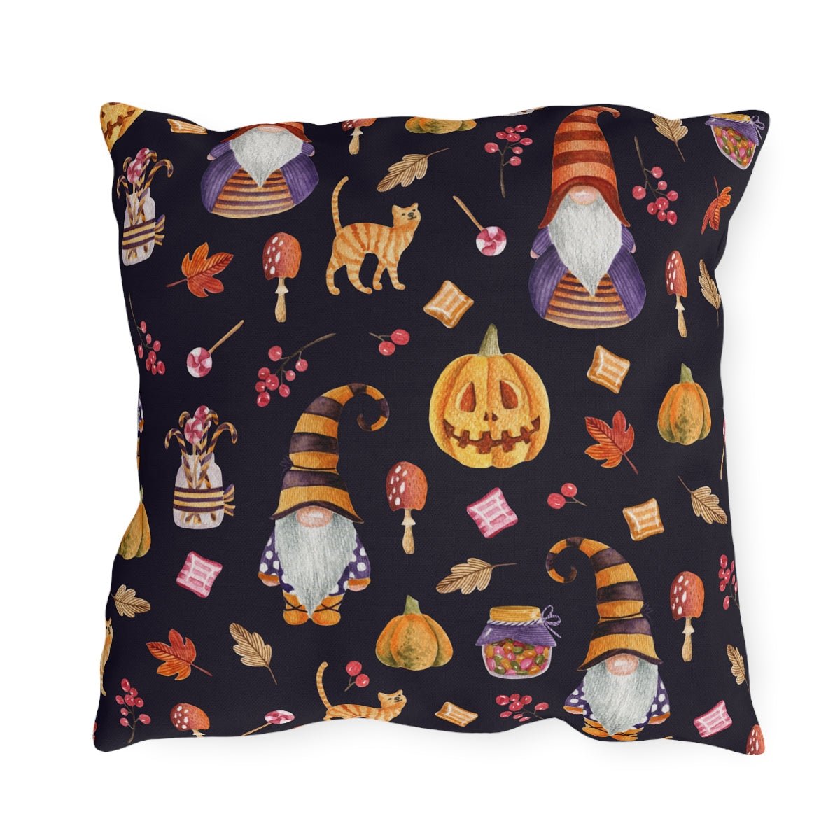 Halloween Gnomes Outdoor Pillow - Puffin Lime