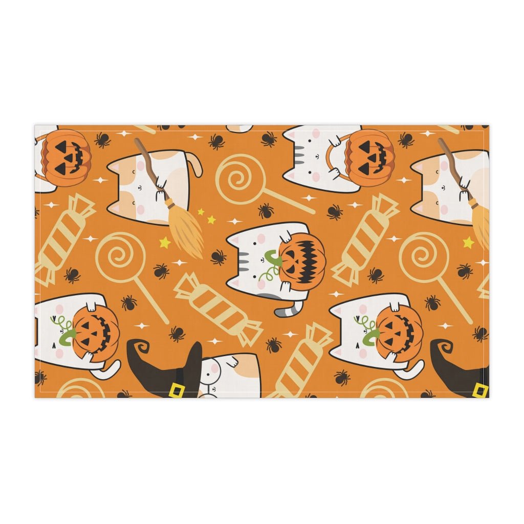Halloween Kawaii Cats and Candies Kitchen Towel - Puffin Lime