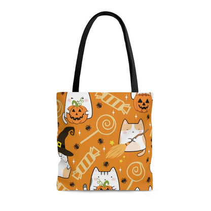 Halloween Kawaii Cats and Candies Tote Bag - Puffin Lime