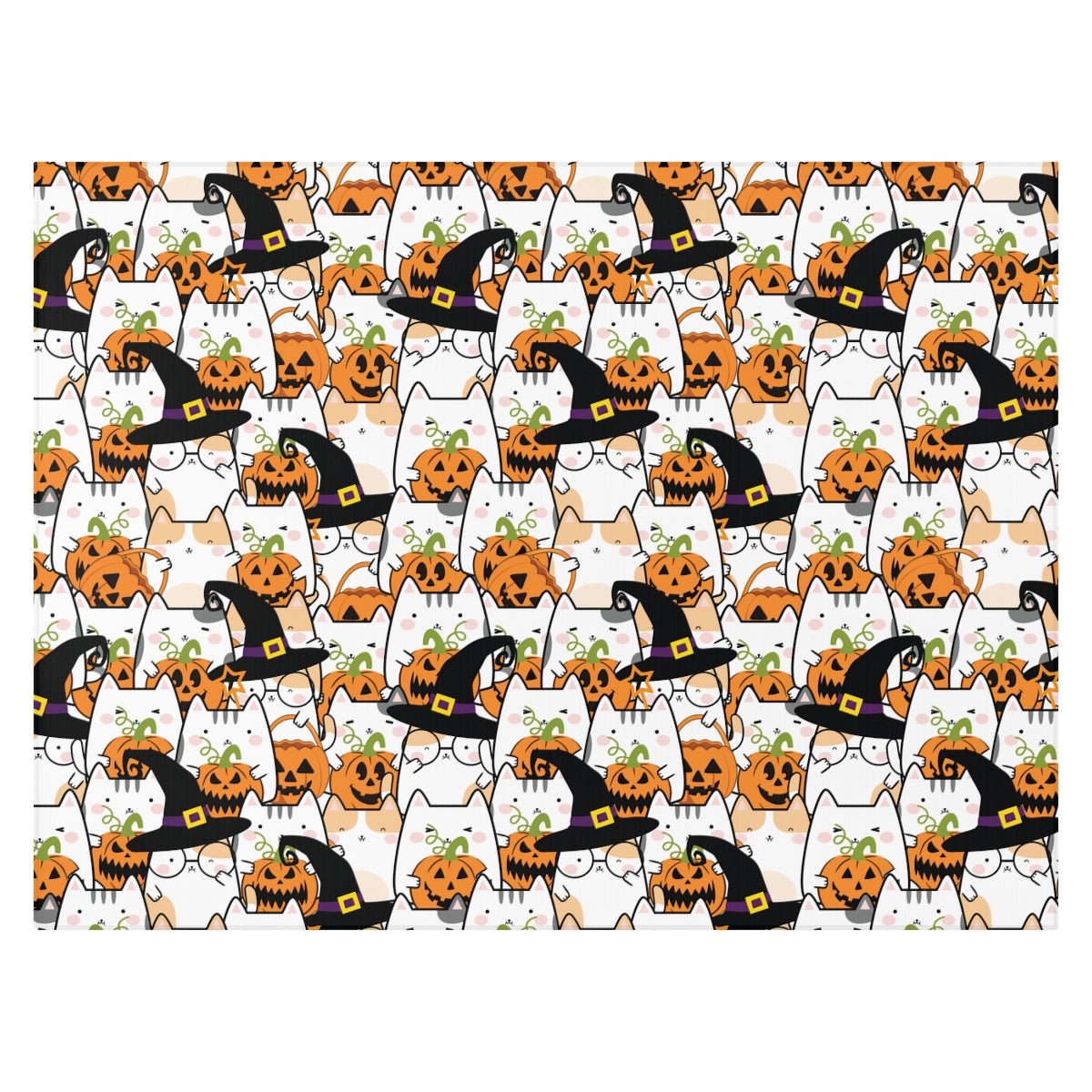 Halloween Kawaii Cats and Pumpkins Dornier Rug - Puffin Lime