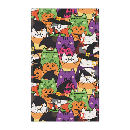 Halloween Kawaii Cats Kitchen Towel - Puffin Lime