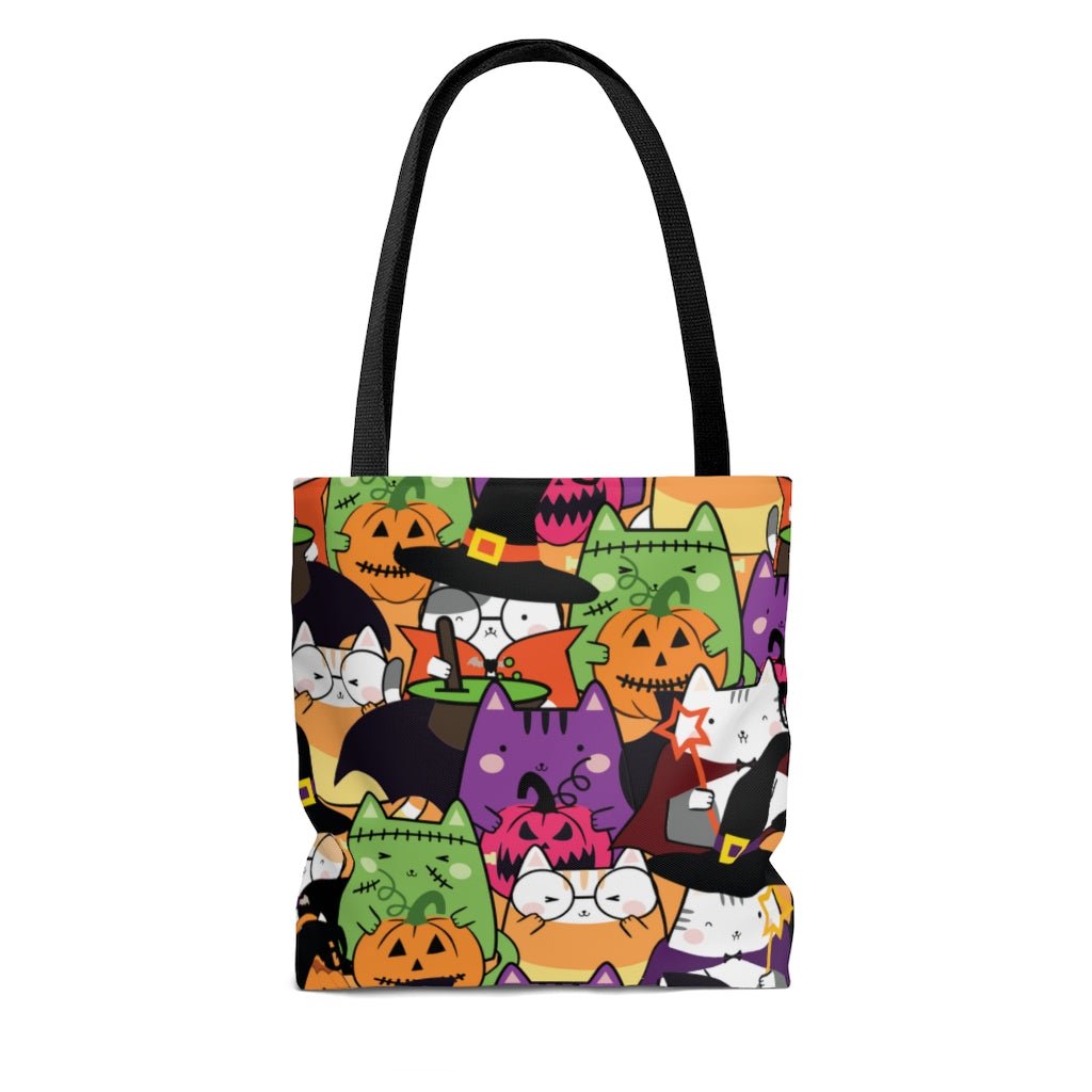 Halloween Kawaii Cats Tote Bag - Puffin Lime