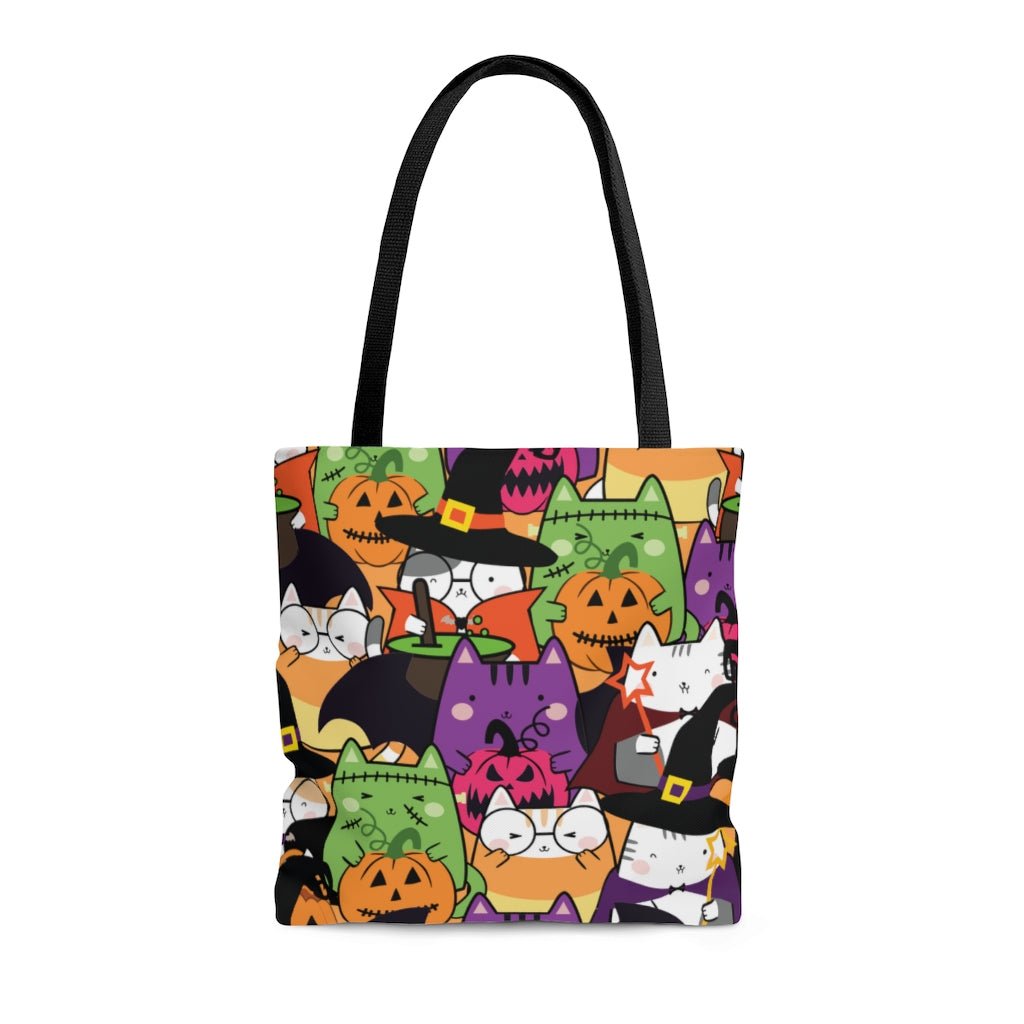 Halloween Kawaii Cats Tote Bag - Puffin Lime