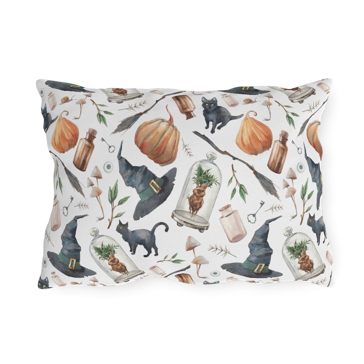 Halloween Witch Hats Outdoor Pillow - Puffin Lime