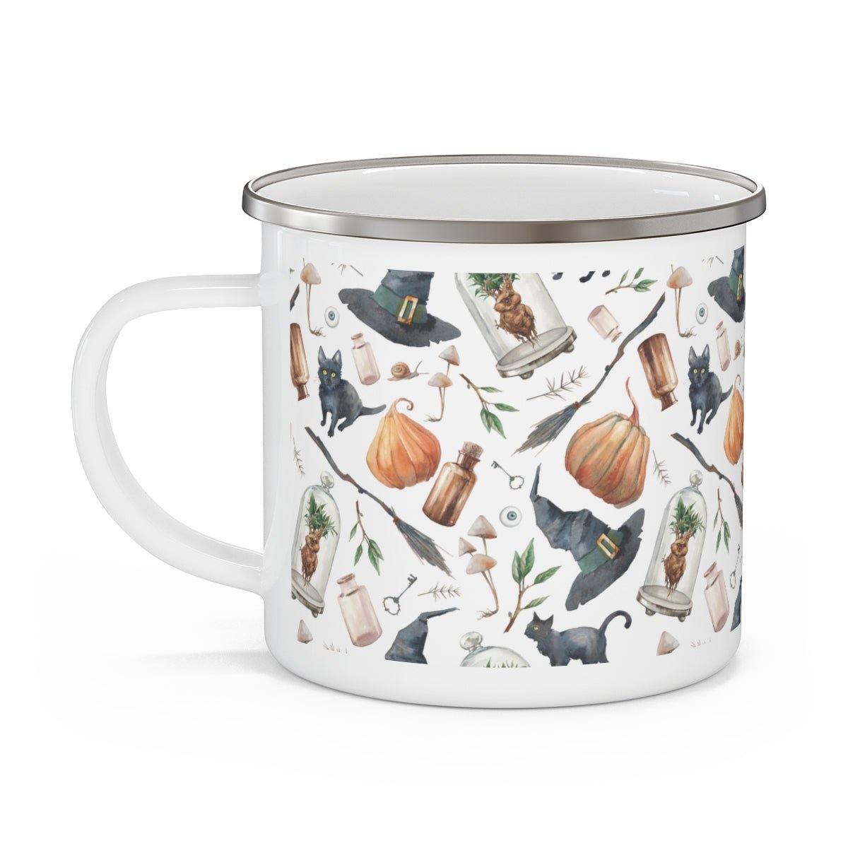 Halloween Witch Hats Stainless Steel Camping Mug - Puffin Lime