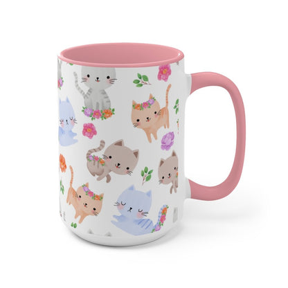 Happy Cats and Flowers Coffee Mug - Puffin Lime