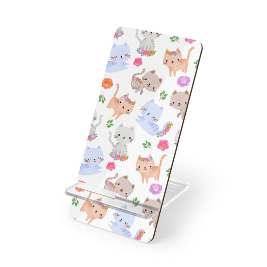 Happy Cats and Flowers Mobile Display Stand for Smartphones - Puffin Lime