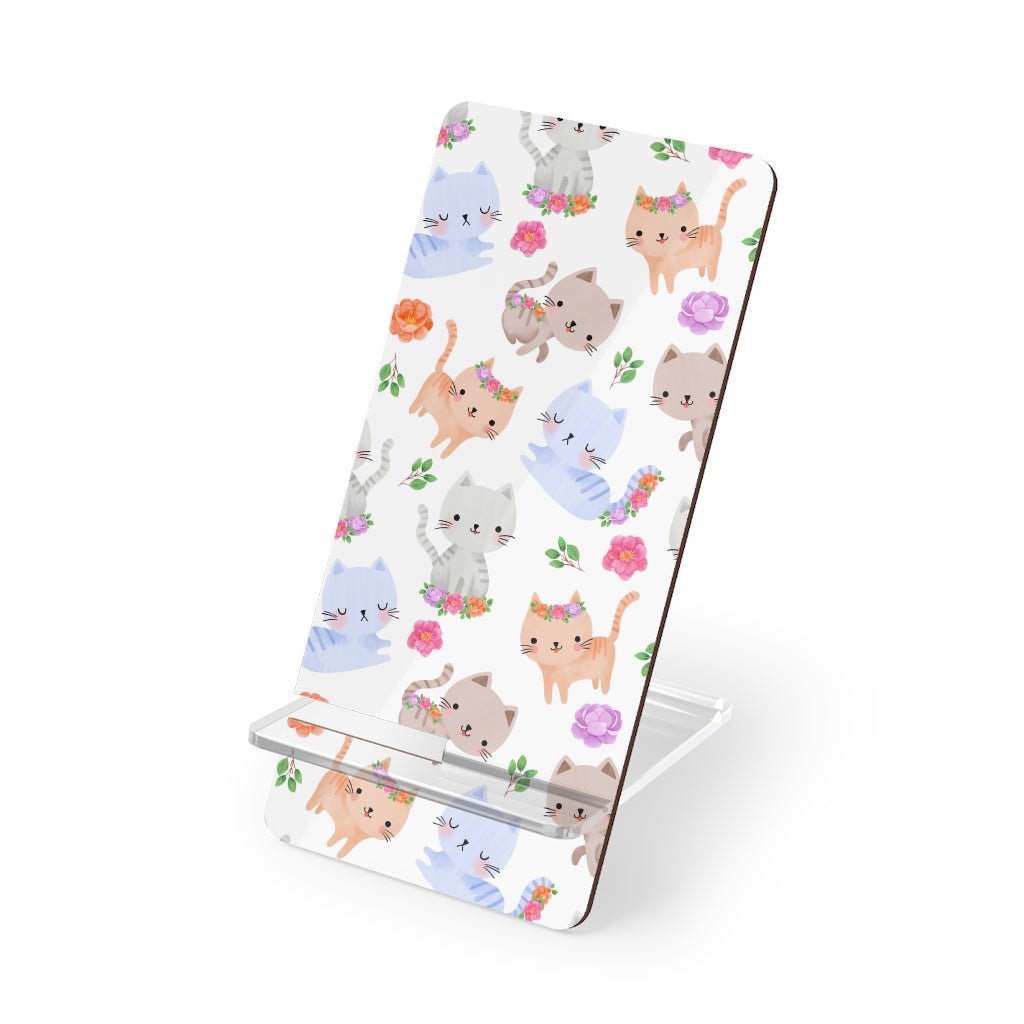 Happy Cats and Flowers Mobile Display Stand for Smartphones - Puffin Lime