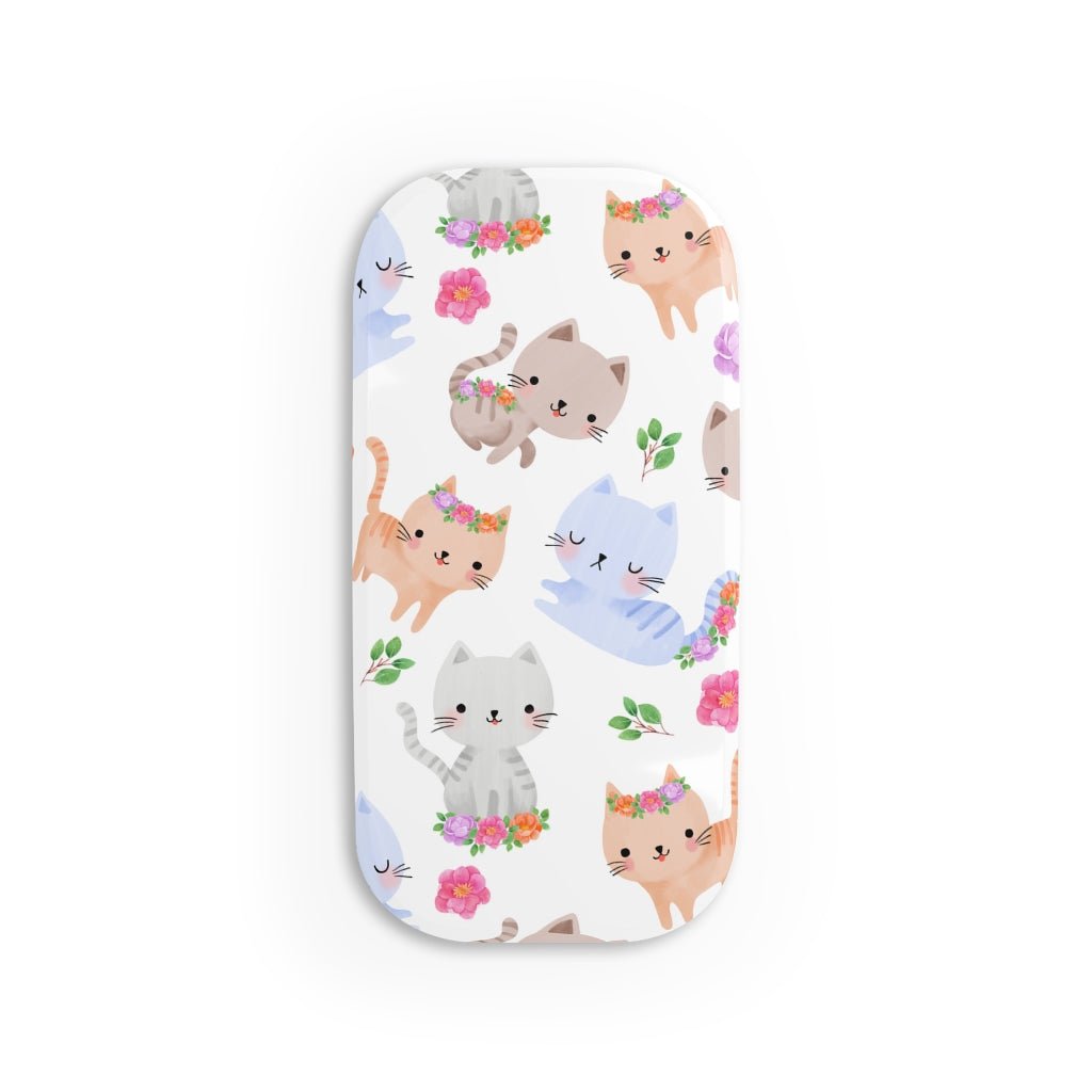 Happy Cats and Flowers Phone Click-On Grip - Puffin Lime