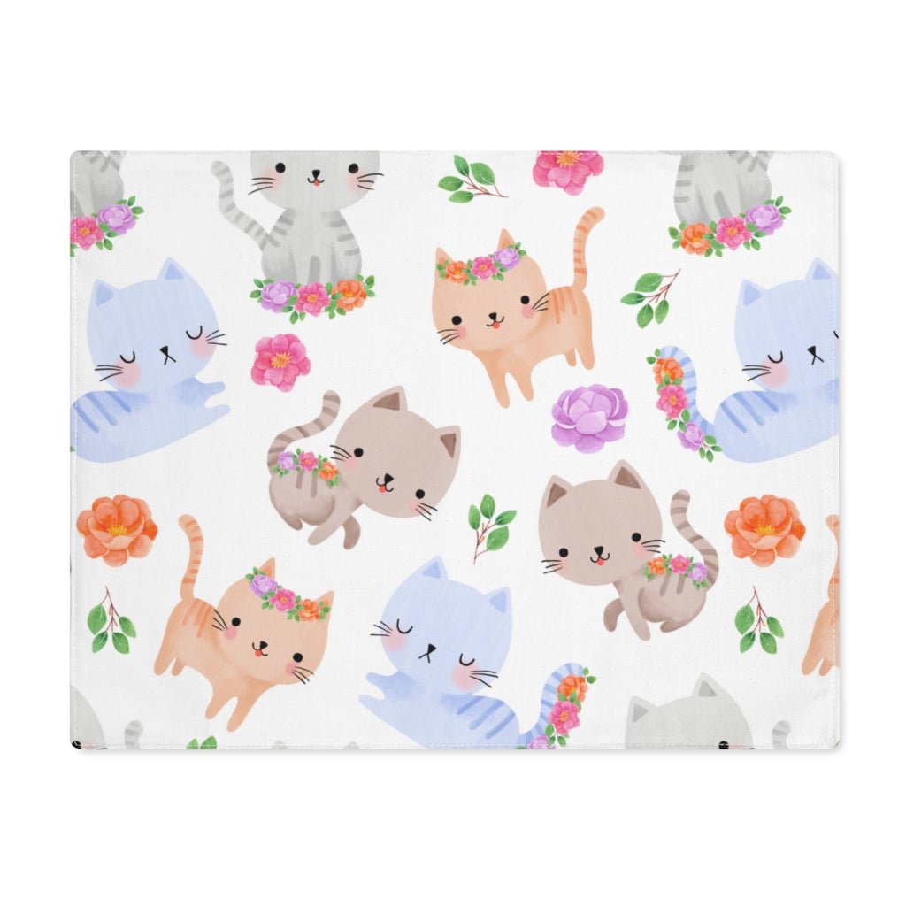 Happy Cats and Flowers Placemat - Puffin Lime