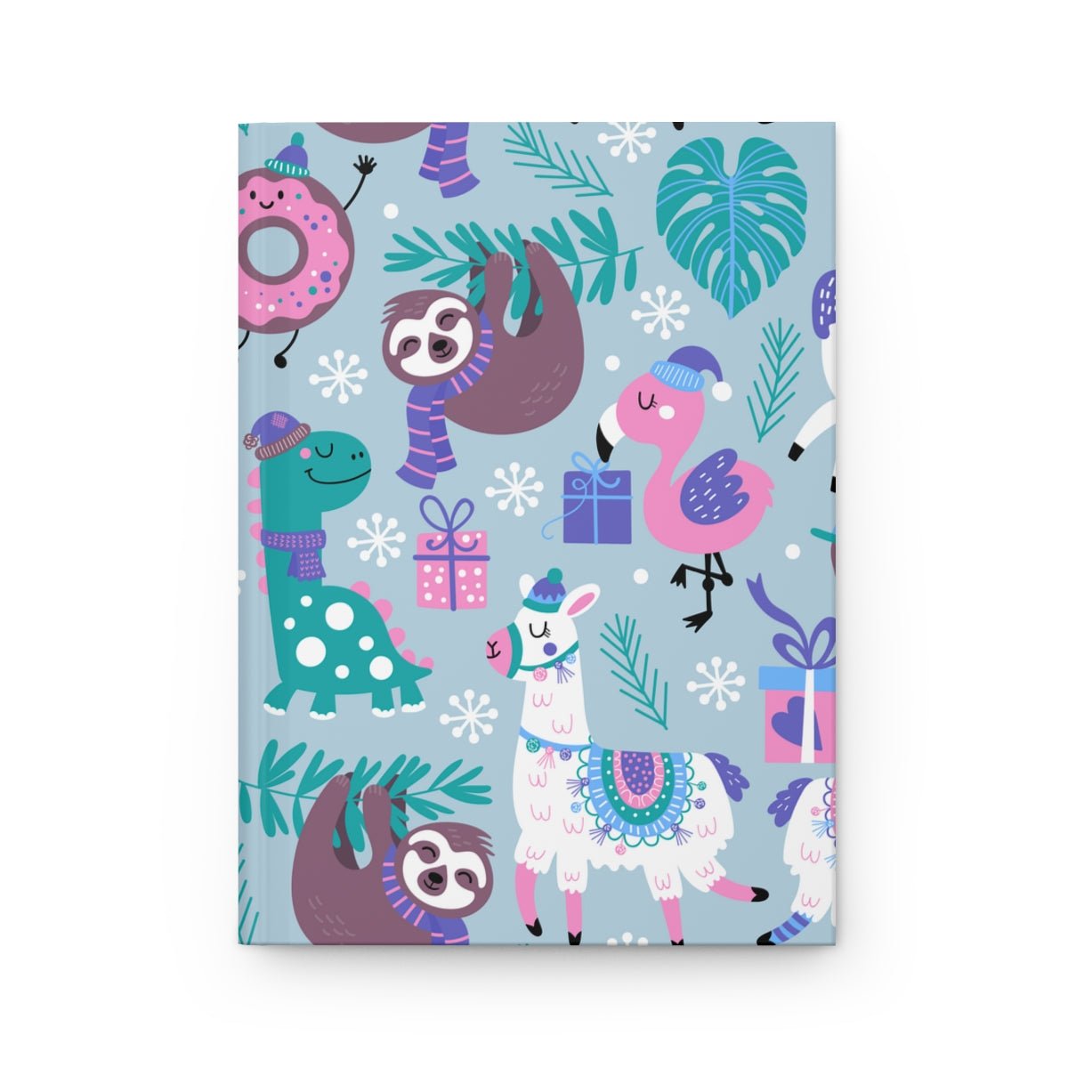 Happy Christmas Animals Hardcover Journal Matte - Puffin Lime