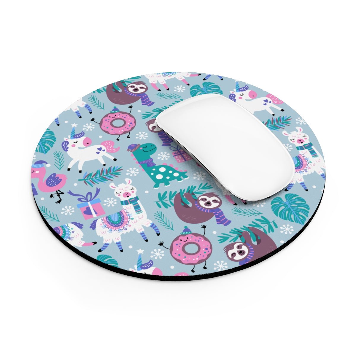 Happy Christmas Animals Mouse Pad - Puffin Lime