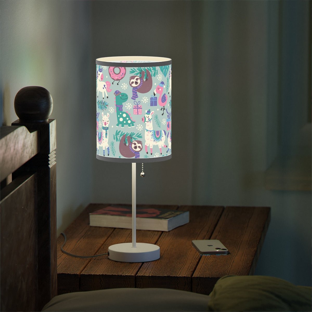 Happy Christmas Animals Table Lamp - Puffin Lime