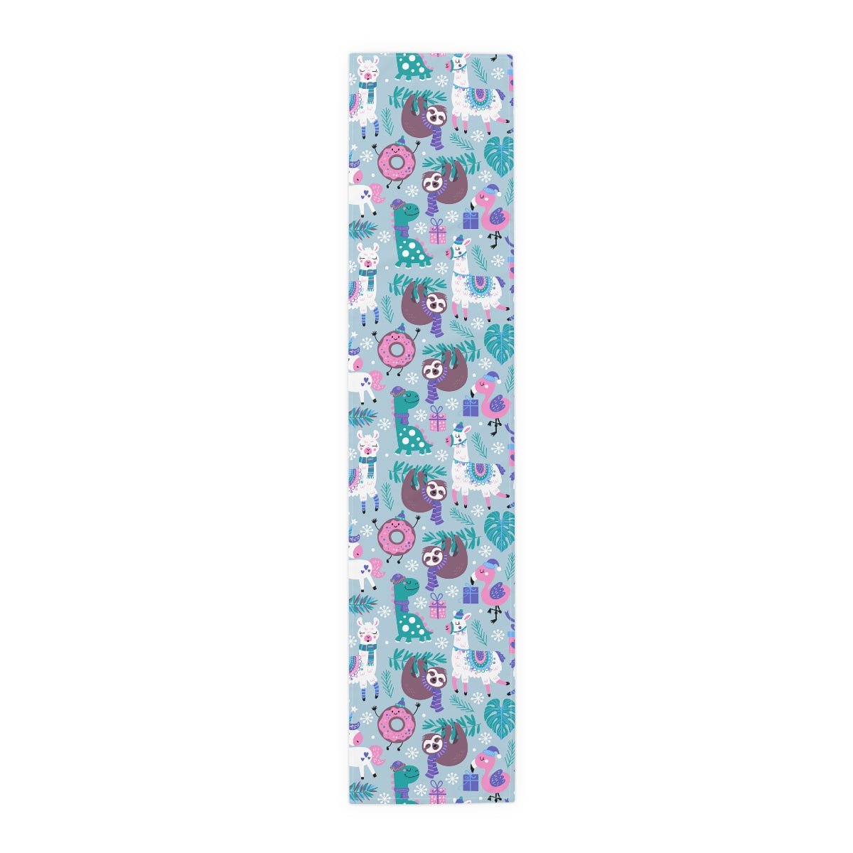 Happy Christmas Animals Table Runner - Puffin Lime