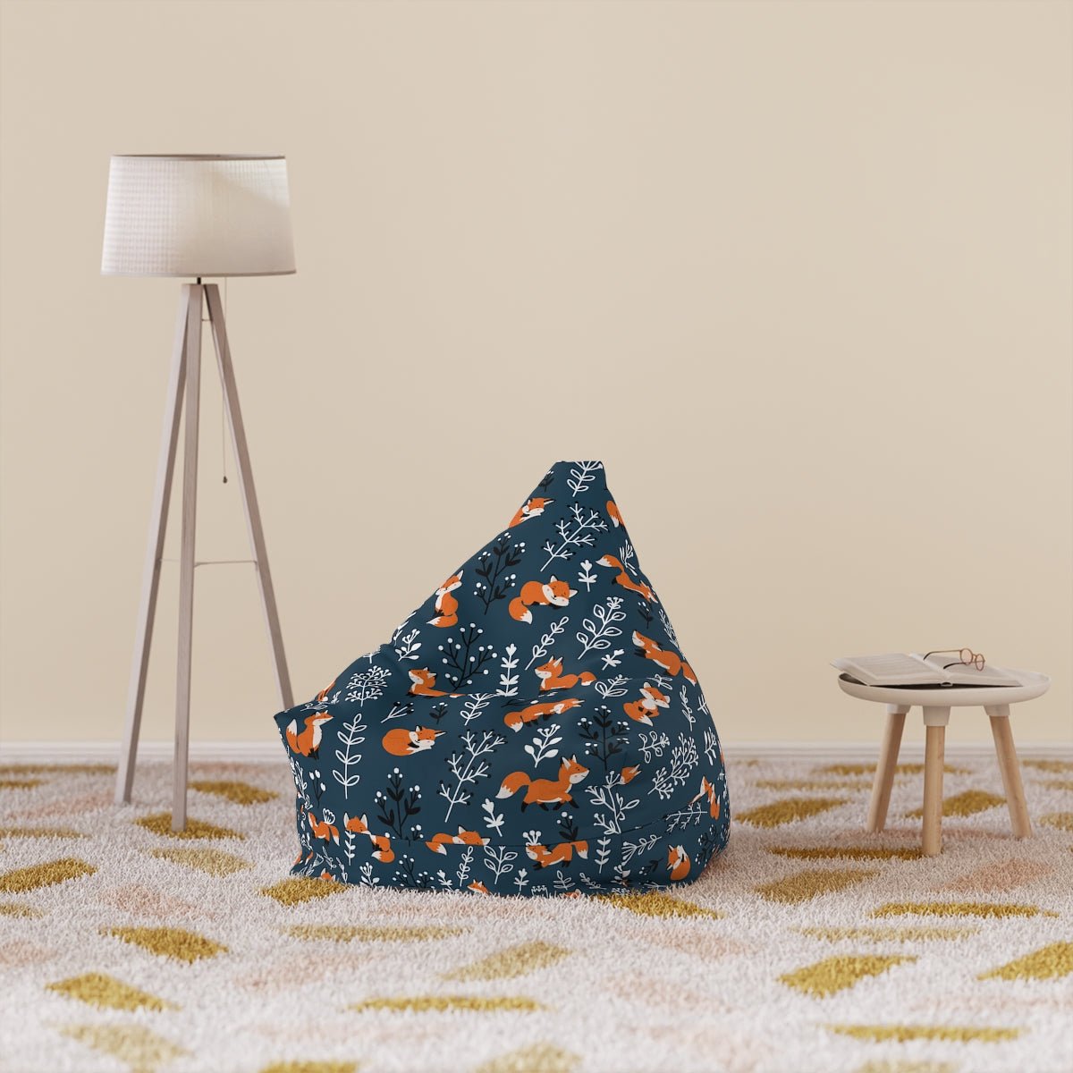 Happy Foxes Bean Bag Chair Cover - Puffin Lime