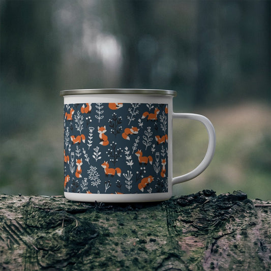 Happy Foxes Enamel Camping Mug - Puffin Lime