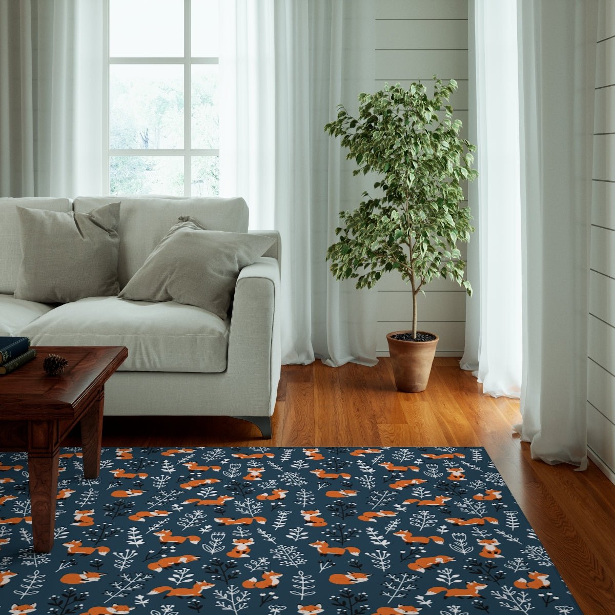 Happy Foxes Indoor Rug - Puffin Lime