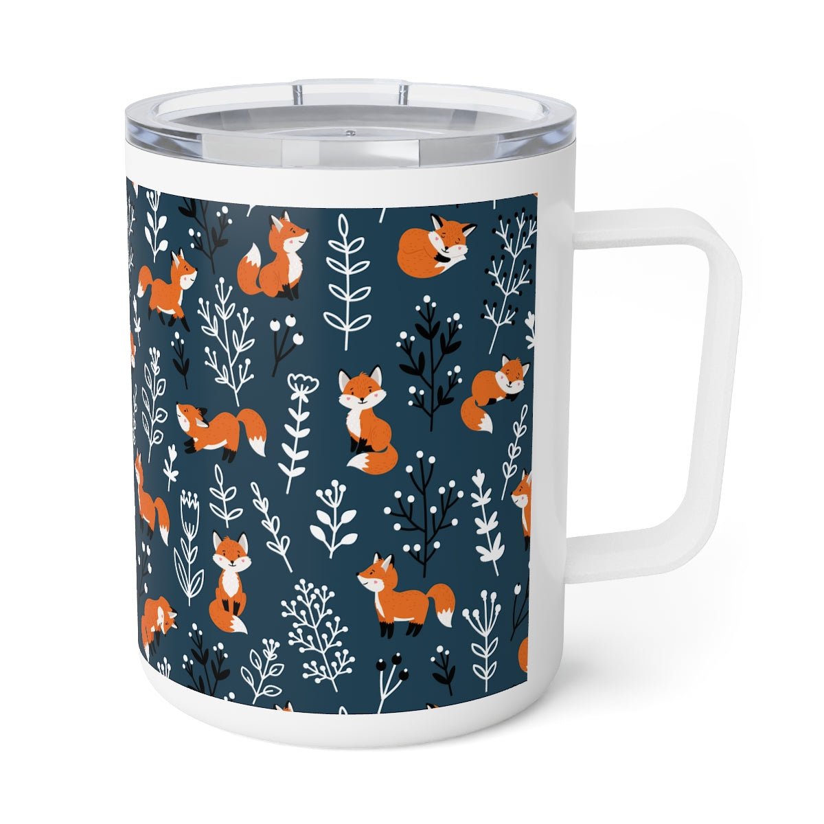 Happy Foxes Insulated Coffee Mug, 10oz - Puffin Lime