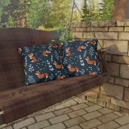 Happy Foxes Outdoor Pillow - Puffin Lime