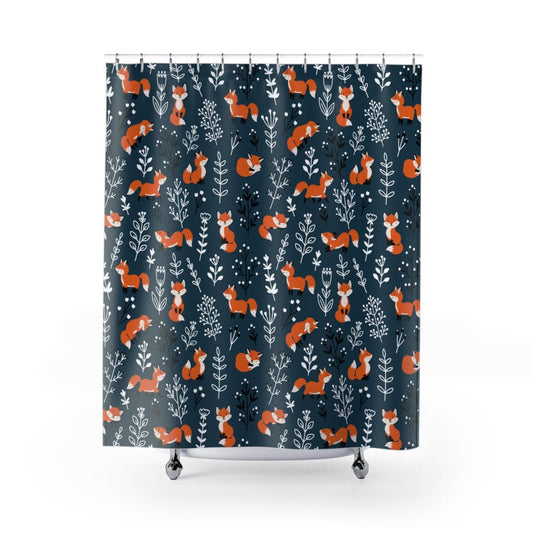 Happy Foxes Shower Curtain - Puffin Lime