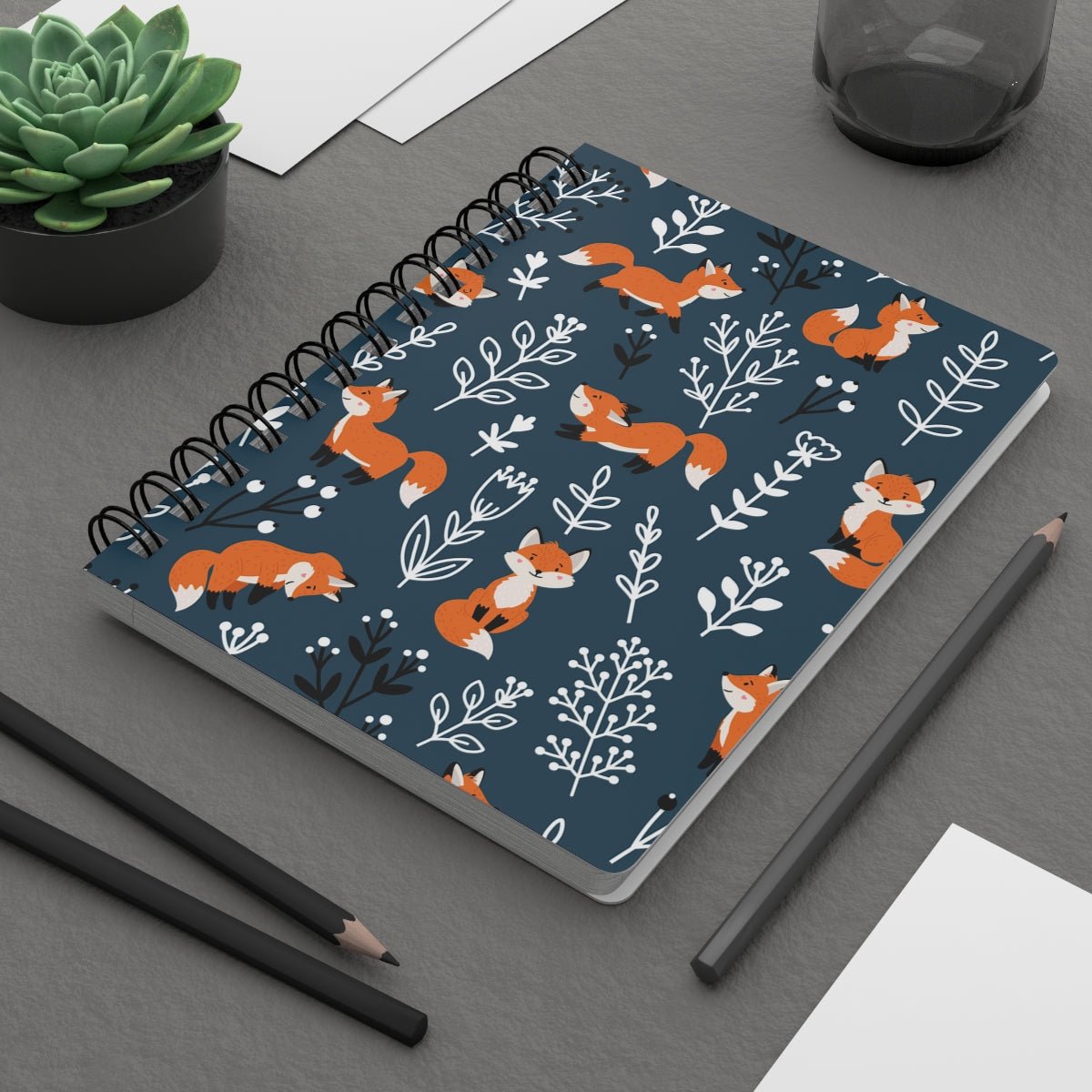 Happy Foxes Spiral Bound Journal - Puffin Lime